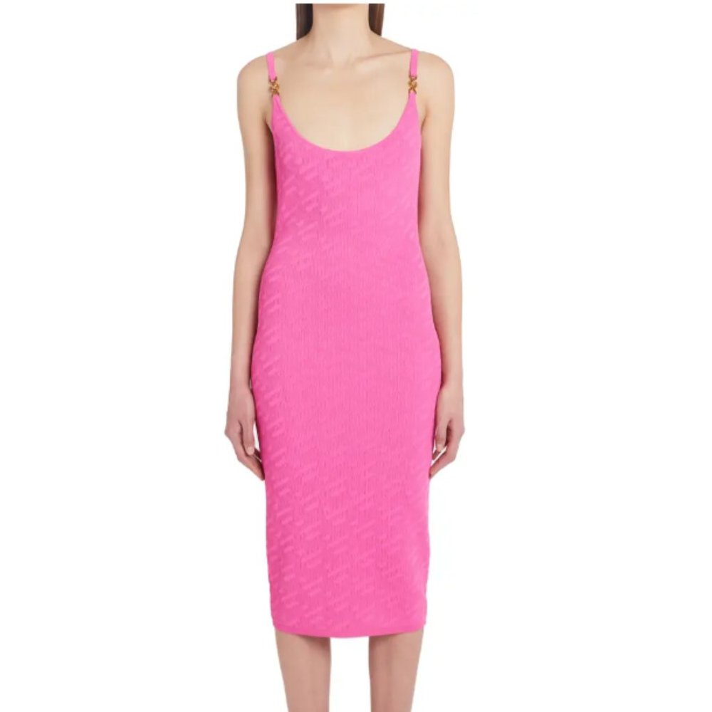 VERSACE SOLD OUT Medusa Embellished La Greca Jacquard Slipdress IT 38